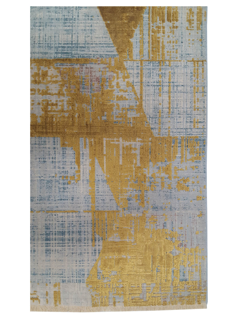 Pacific Ibiza 73286 Gold Blue Modern Power Loom Rug