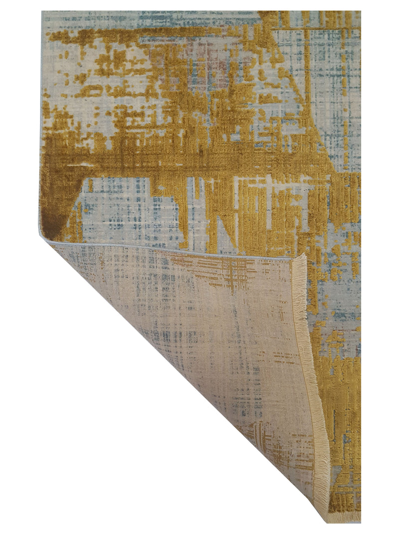 Pacific Ibiza 73286 Gold Blue Modern Power Loom Rug