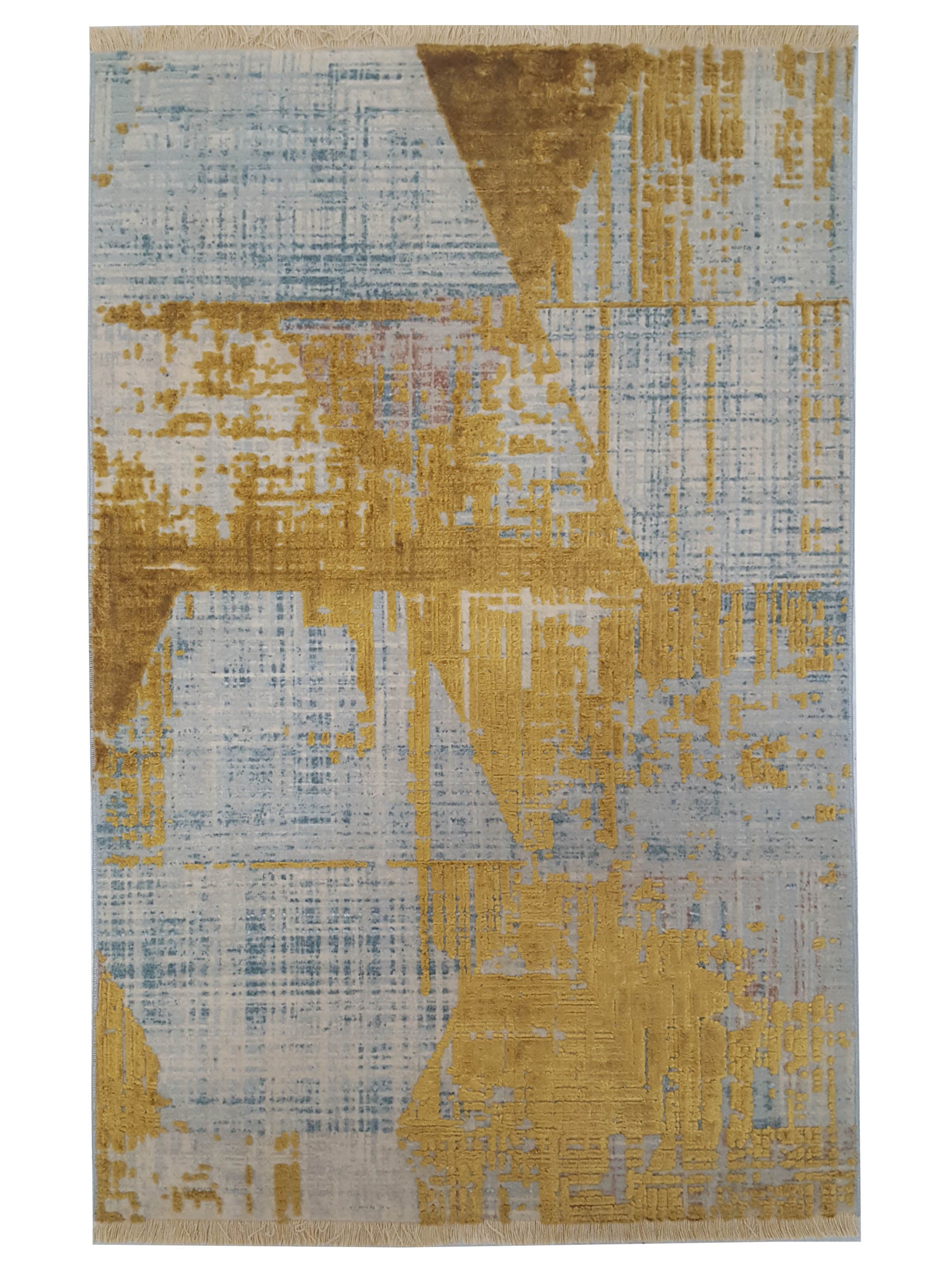 Pacific Ibiza 73286 Gold Blue Modern Power Loom Rug – Pacific Rugs