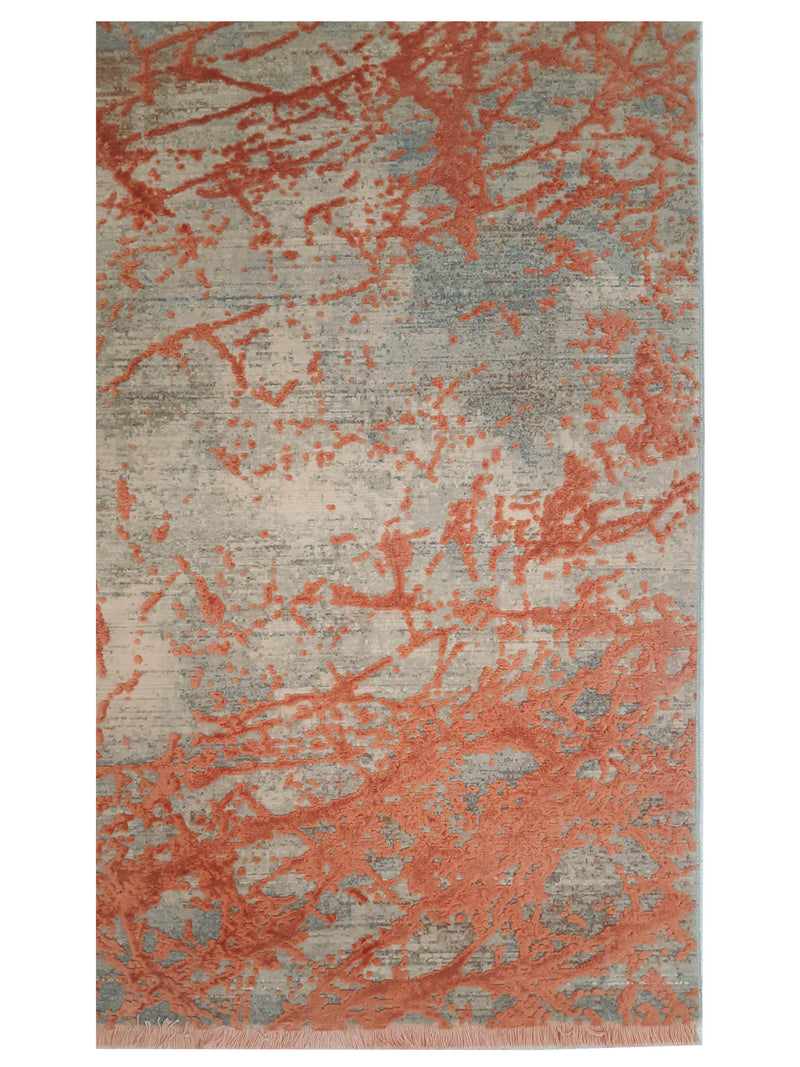 Pacific Ibiza 73287 Orange Grey Modern Power Loom Rug