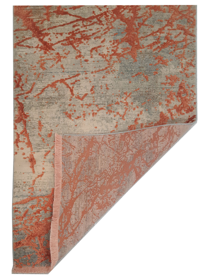 Pacific Ibiza 73287 Orange Grey Modern Power Loom Rug