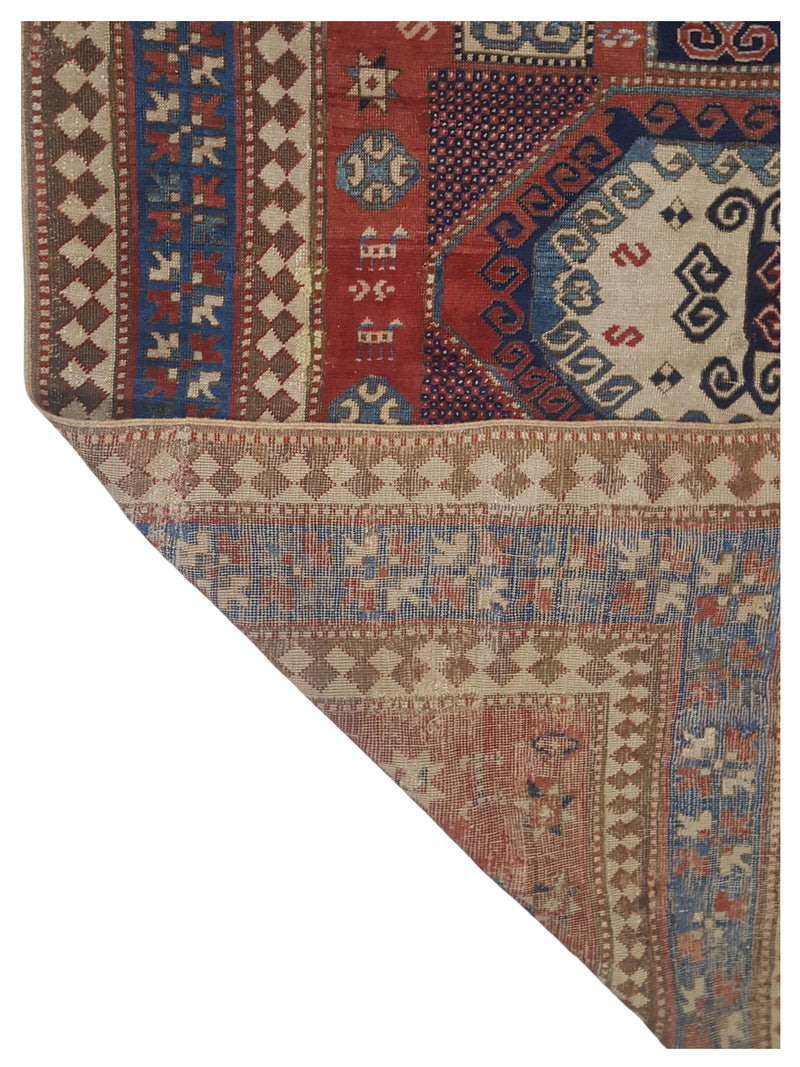 Fasa Antique Kazak 73528 Red Blue Transitional Antique Rug