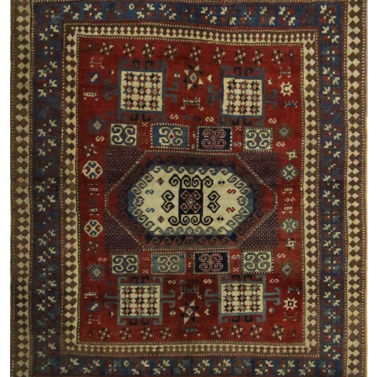 Fasa Antique Kazak  Red Blue Transitional