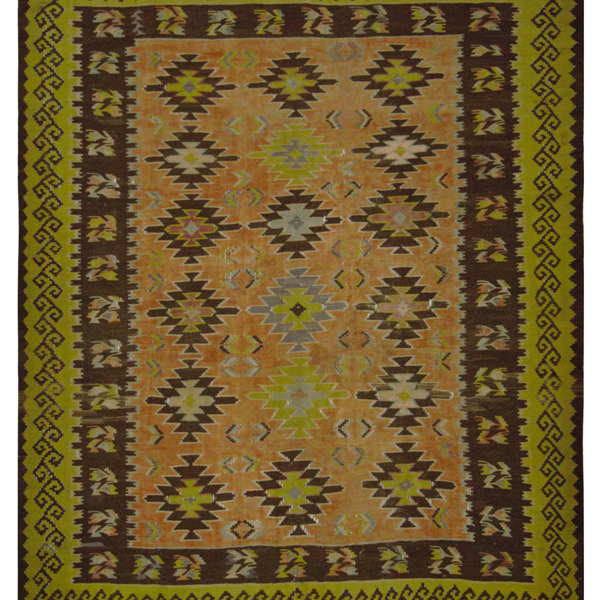 Pacific Vintage Kilim  Rust Lime Transitional