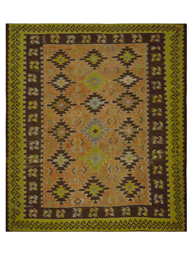 Pacific Vintage Kilim  Rust Lime Transitional