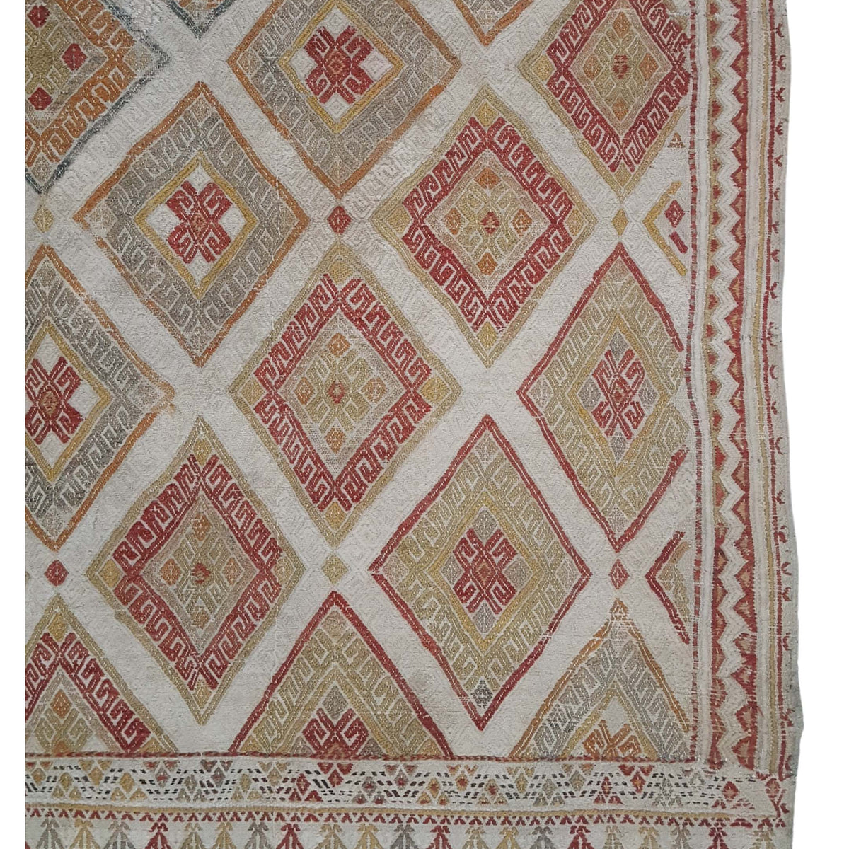 Pacific Gigim 73605 Beige Burgundy Transitional Flatweave Rug