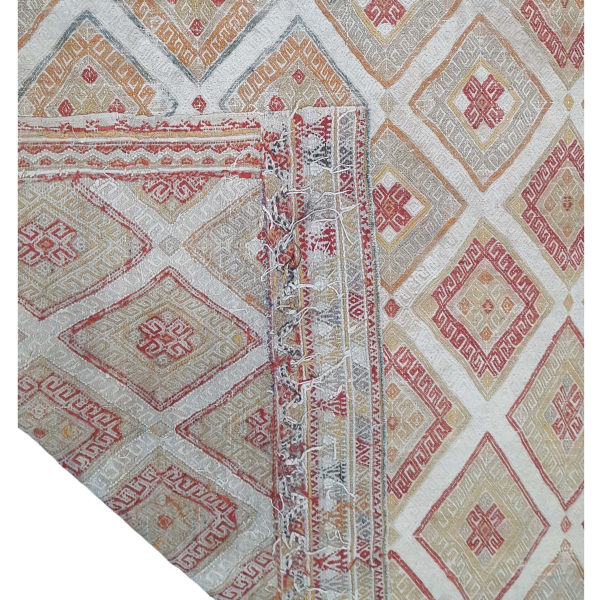 Pacific Gigim 73605 Beige Burgundy Transitional Flatweave Rug