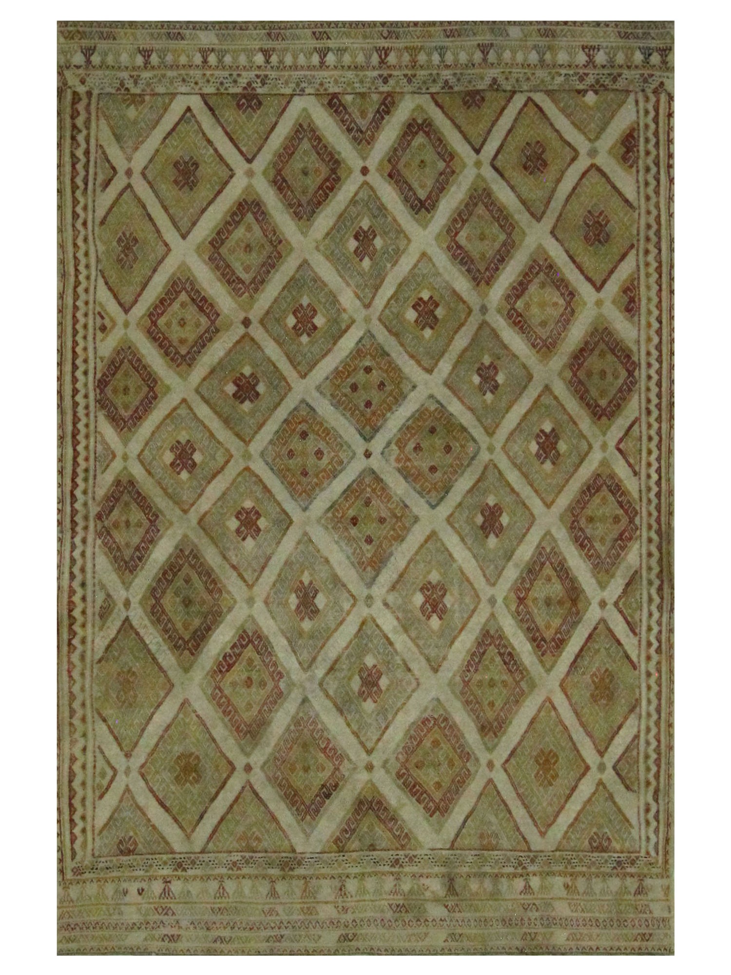 Pacific Gigim 73605 Beige Burgundy Transitional Flatweave Rug