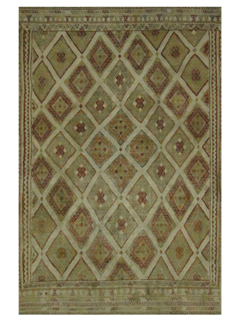 Pacific Gigim 73605 Beige Burgundy Transitional Flatweave Rug