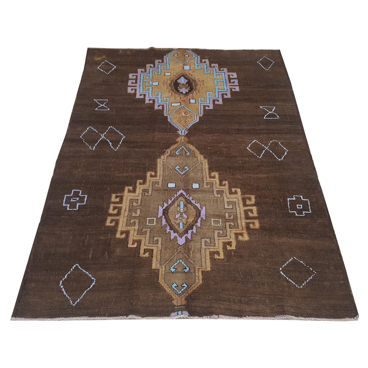 Pacific Kars 73829 Mocha Teal Transitional Hand Knotted Rug