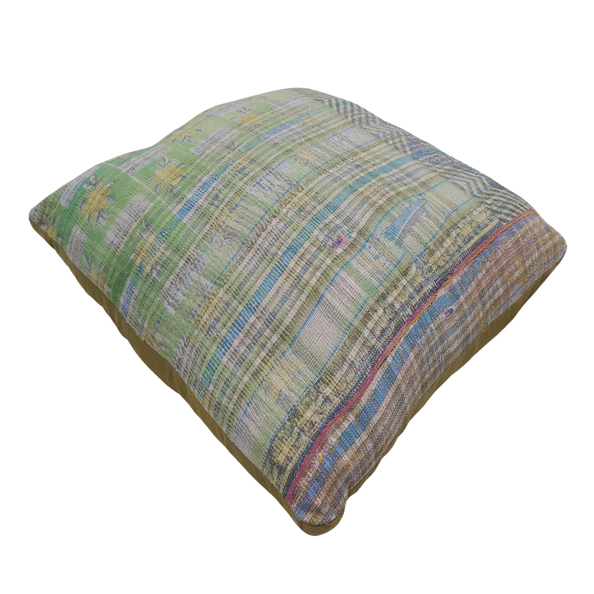 Pacific Vintage Quilt Pillow 73879 Green Multi Pillow Hand Knotted Rug