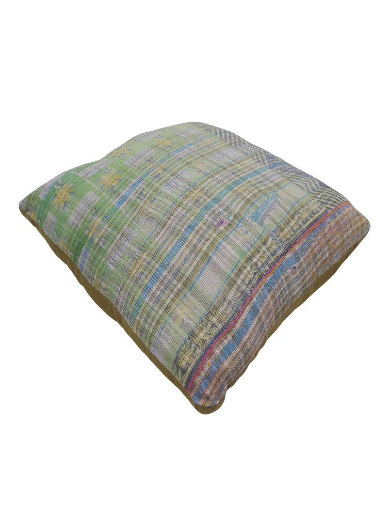 Pacific Vintage Quilt Pillow 73879 Green Multi Pillow Hand Knotted Rug