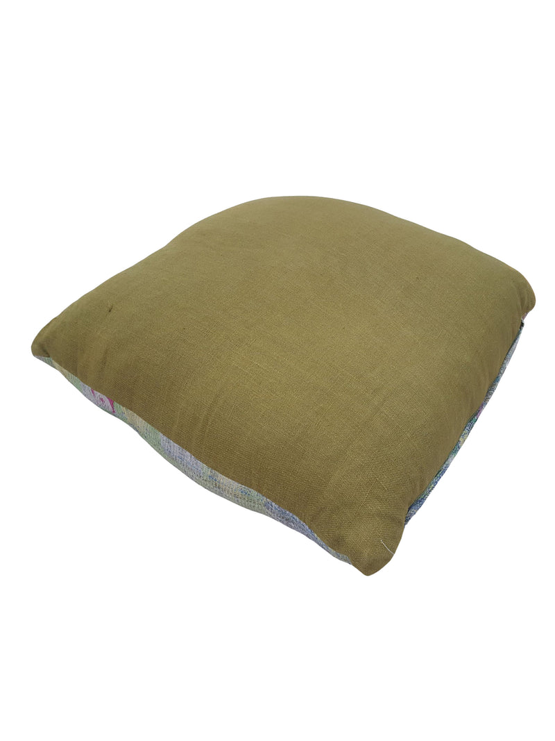 Pacific Vintage Quilt Pillow 73879 Green Multi Pillow Hand Knotted Rug