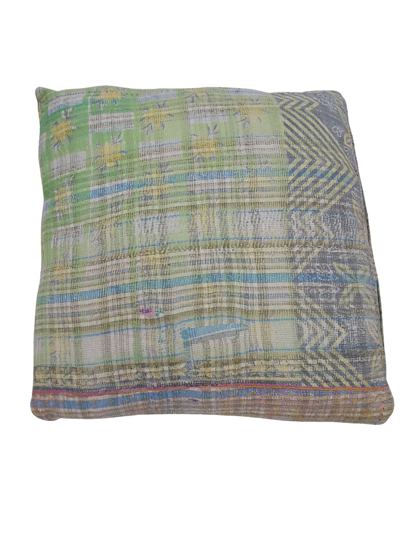 Pacific Vintage Quilt Pillow 73879 Green Multi Pillow Hand Knotted Rug