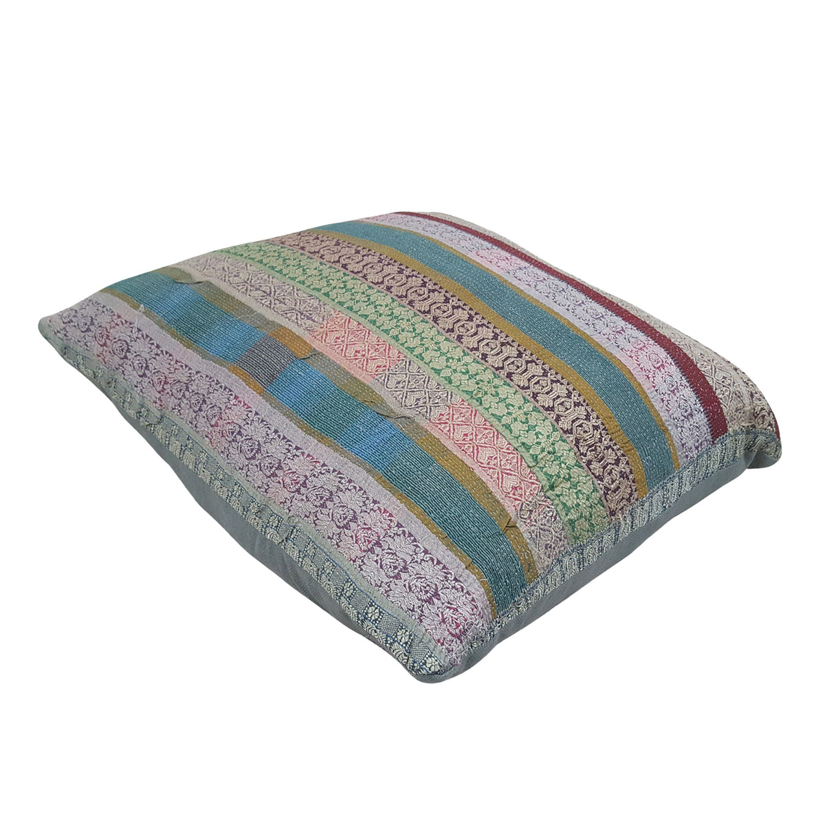 Pacific Vintage Quilt Pillow 73882 Green Burgundy Pillow Hand Knotted Rug