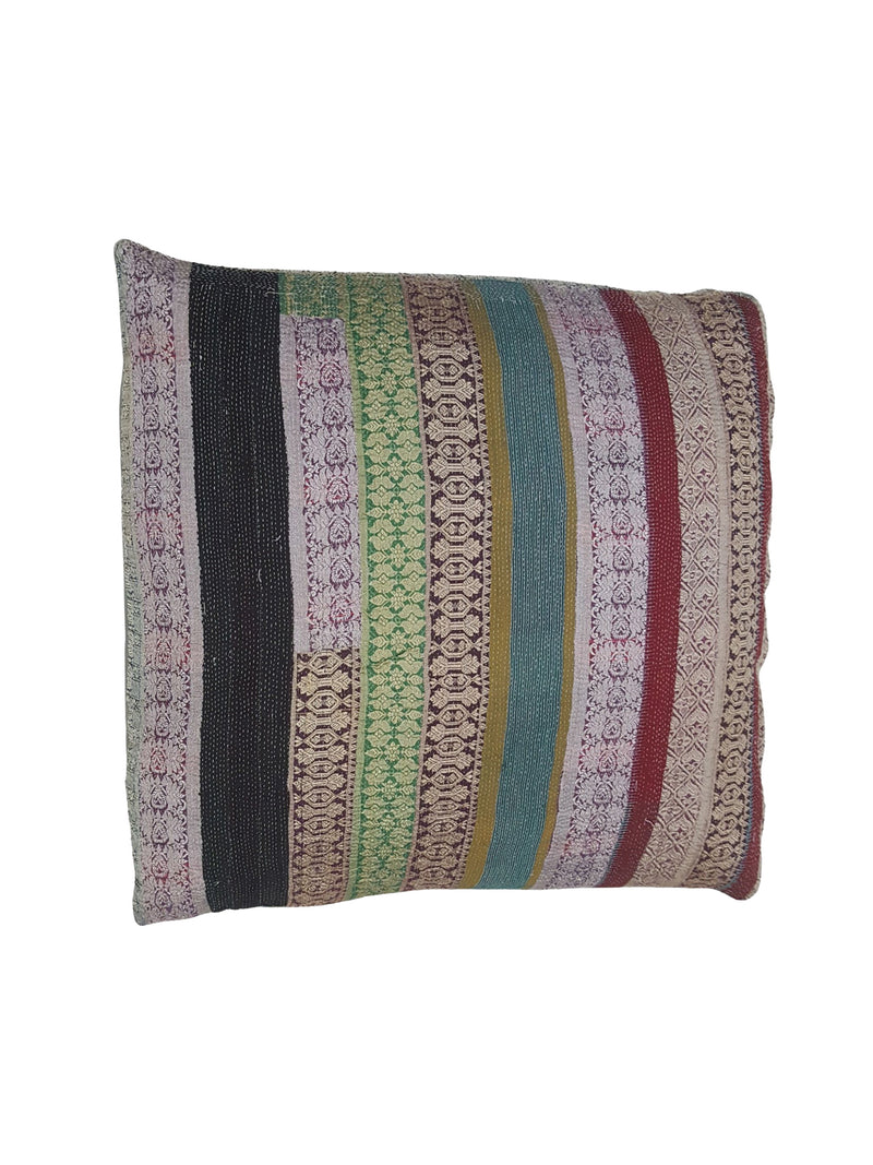 Pacific Vintage Quilt Pillow 73884 Green Burgundy Pillow Hand Knotted Rug