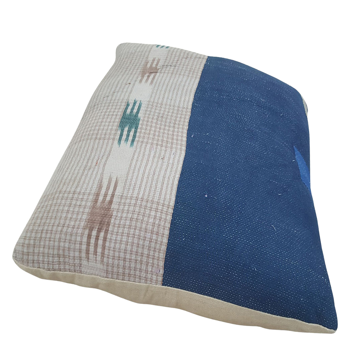Pacific Vintage Quilt Pillow 73885 Beige Blue Pillow Hand Knotted Rug