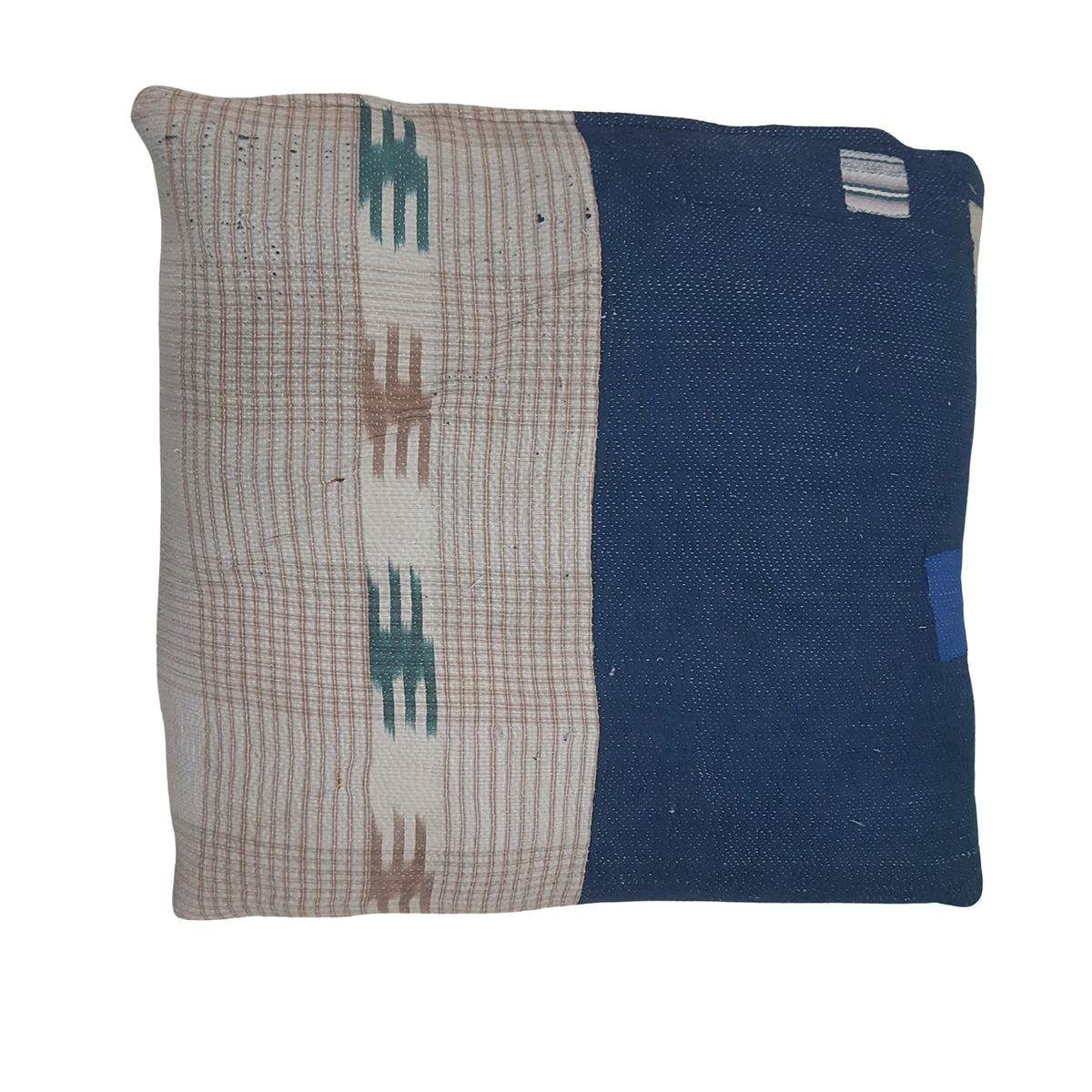 Pacific Vintage Quilt Pillow 73885 Beige Blue Pillow Hand Knotted Rug