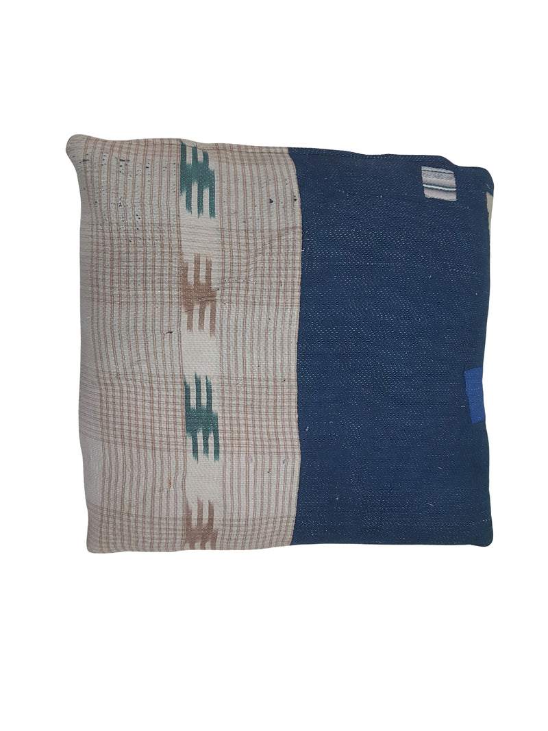 Pacific Vintage Quilt Pillow 73885 Beige Blue Pillow Hand Knotted Rug