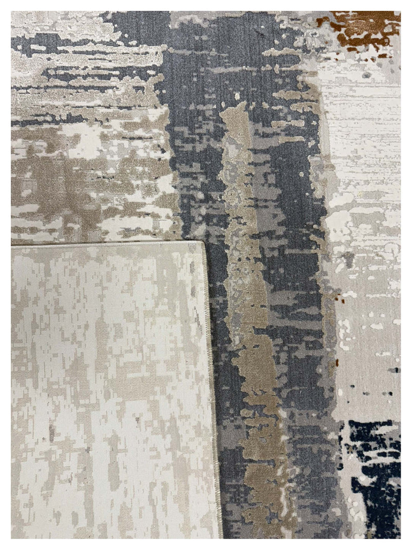 Pacific Ibiza 74042 Ivory Blue Modern Power Loom Rug