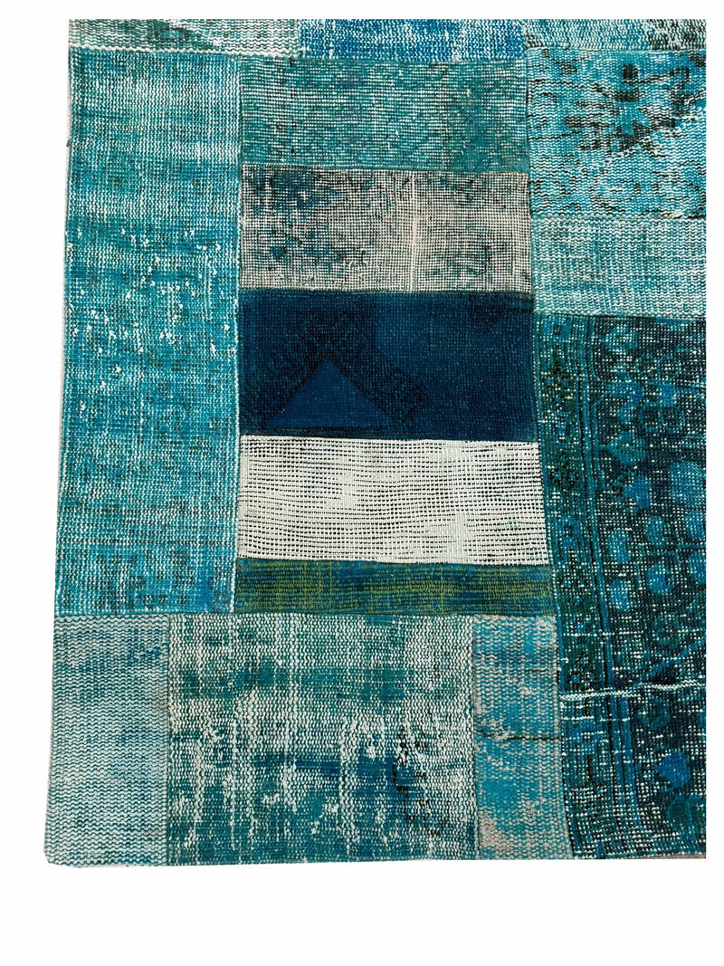 Pacific Vintage Fragments 74418 Teal Multi Modern Hand Knotted Rugs