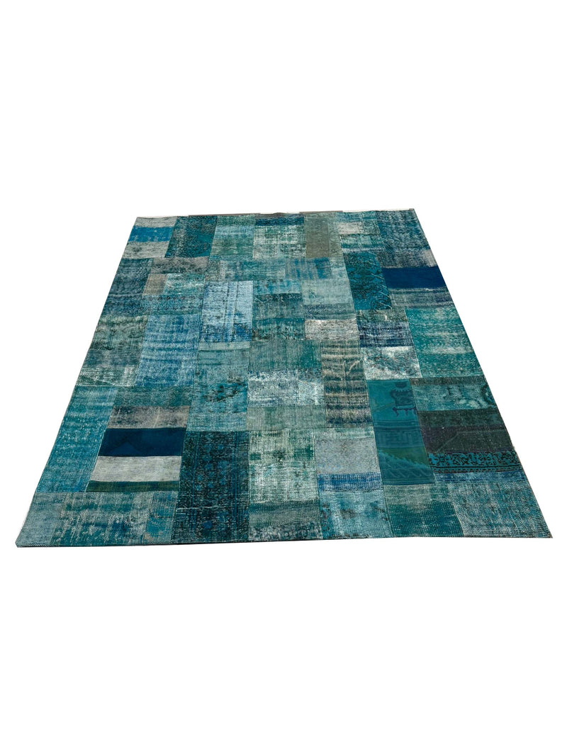 Pacific Vintage Fragments 74418 Teal Multi Modern Hand Knotted Rugs