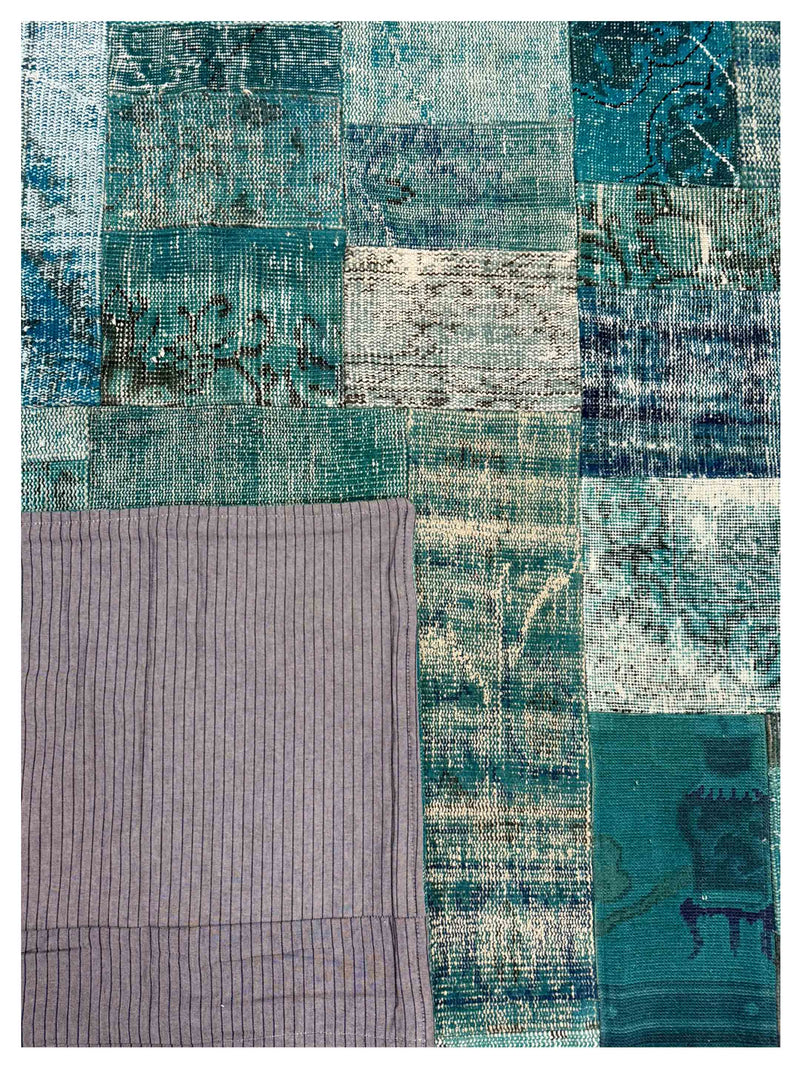 Pacific Vintage Fragments 74418 Teal Multi Modern Hand Knotted Rugs
