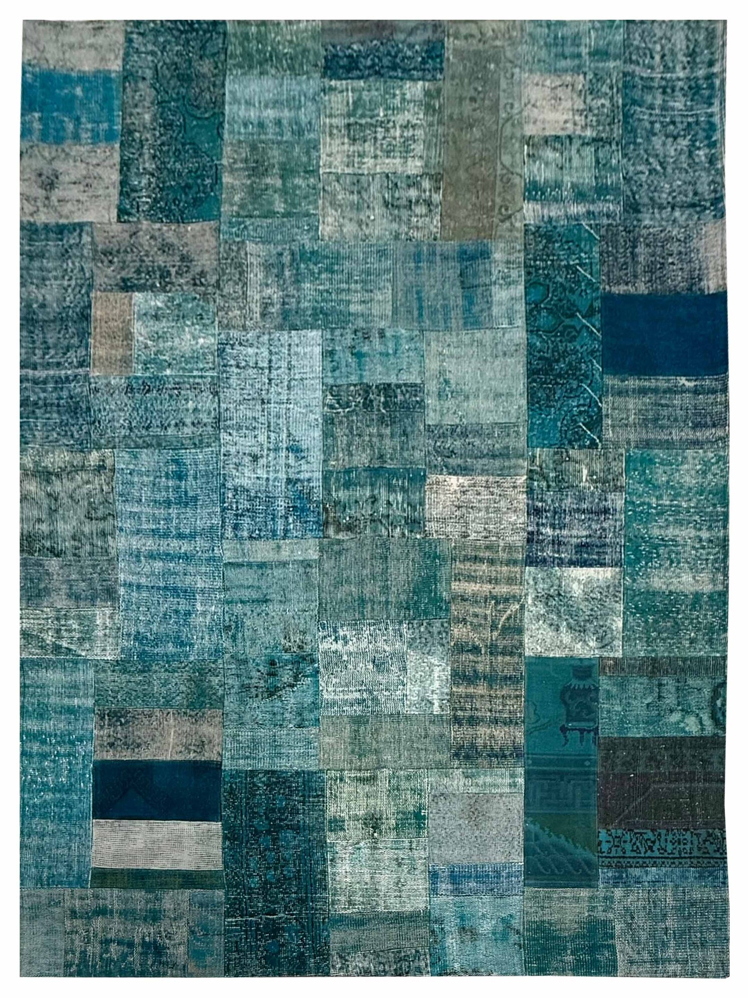 Pacific Vintage Fragments 74418 Teal Multi Modern Hand Knotted Rugs