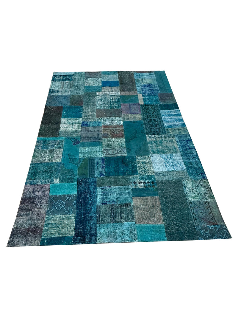 Pacific Vintage Fragments 74420 Blue Multi Modern Hand Knotted Rugs