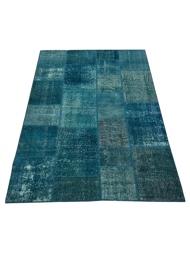 Pacific Vintage Fragments 75028 Teal Teal Modern Hand Knotted Rugs