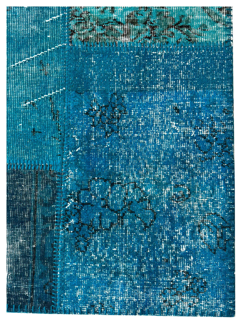 Pacific Vintage Fragments 75058 Teal Teal Modern Hand Knotted Rugs