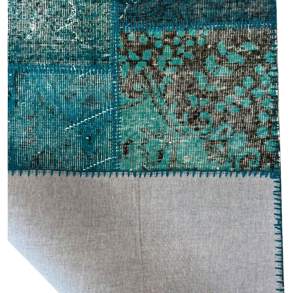 Pacific Vintage Fragments 75058 Teal Teal Modern Hand Knotted Rugs