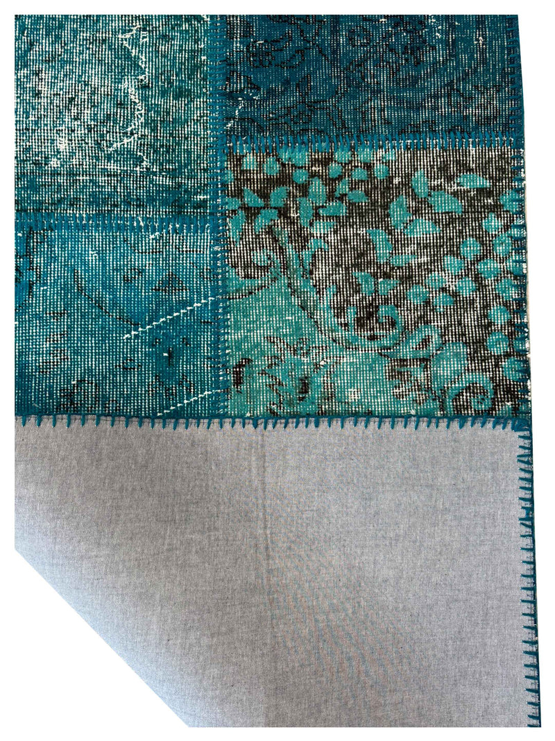 Pacific Vintage Fragments 75058 Teal Teal Modern Hand Knotted Rugs