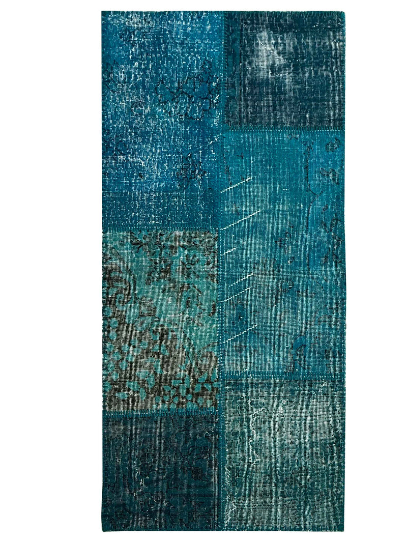 Pacific Vintage Fragments 75058 Teal Teal Modern Hand Knotted Rugs