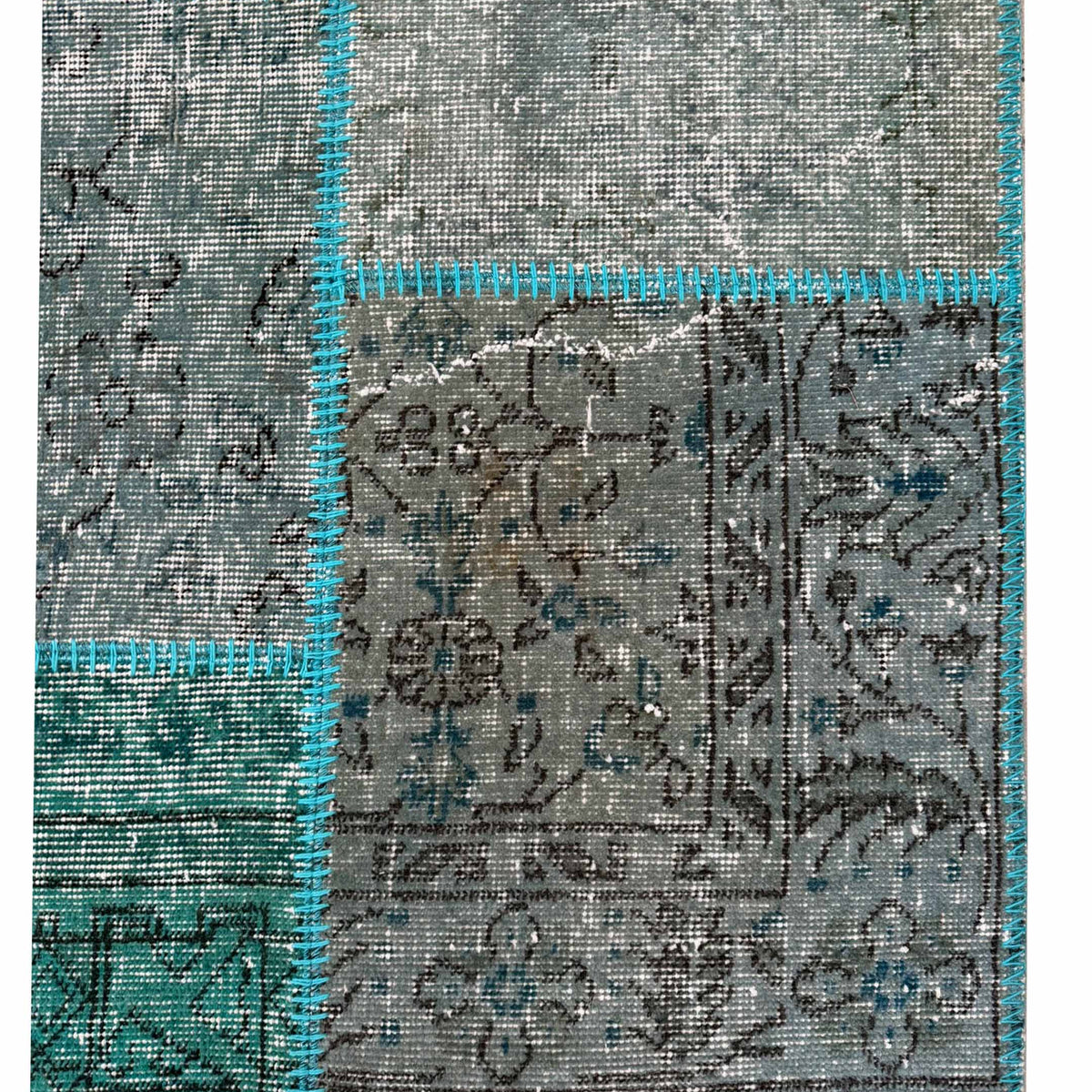 Pacific Vintage Fragments 75072 Teal Multi Modern Hand Knotted Rugs