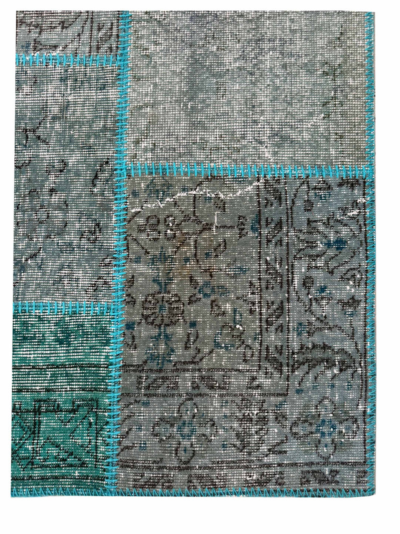 Pacific Vintage Fragments 75072 Teal Multi Modern Hand Knotted Rugs