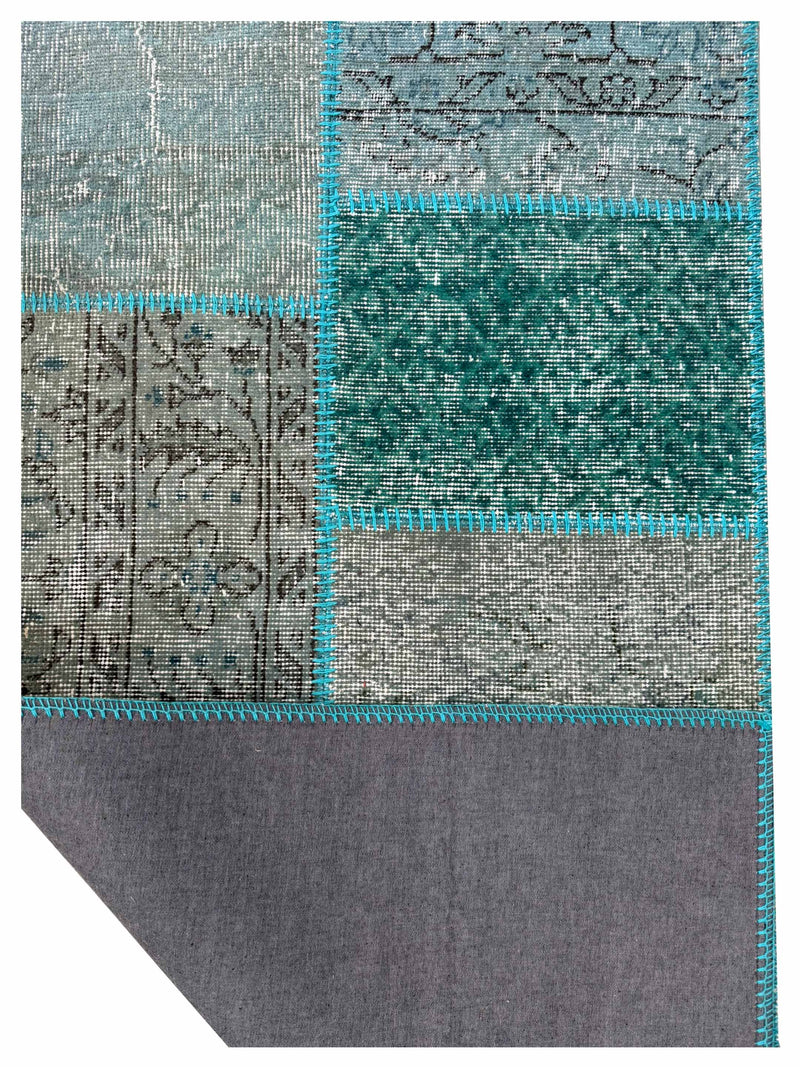 Pacific Vintage Fragments 75072 Teal Multi Modern Hand Knotted Rugs