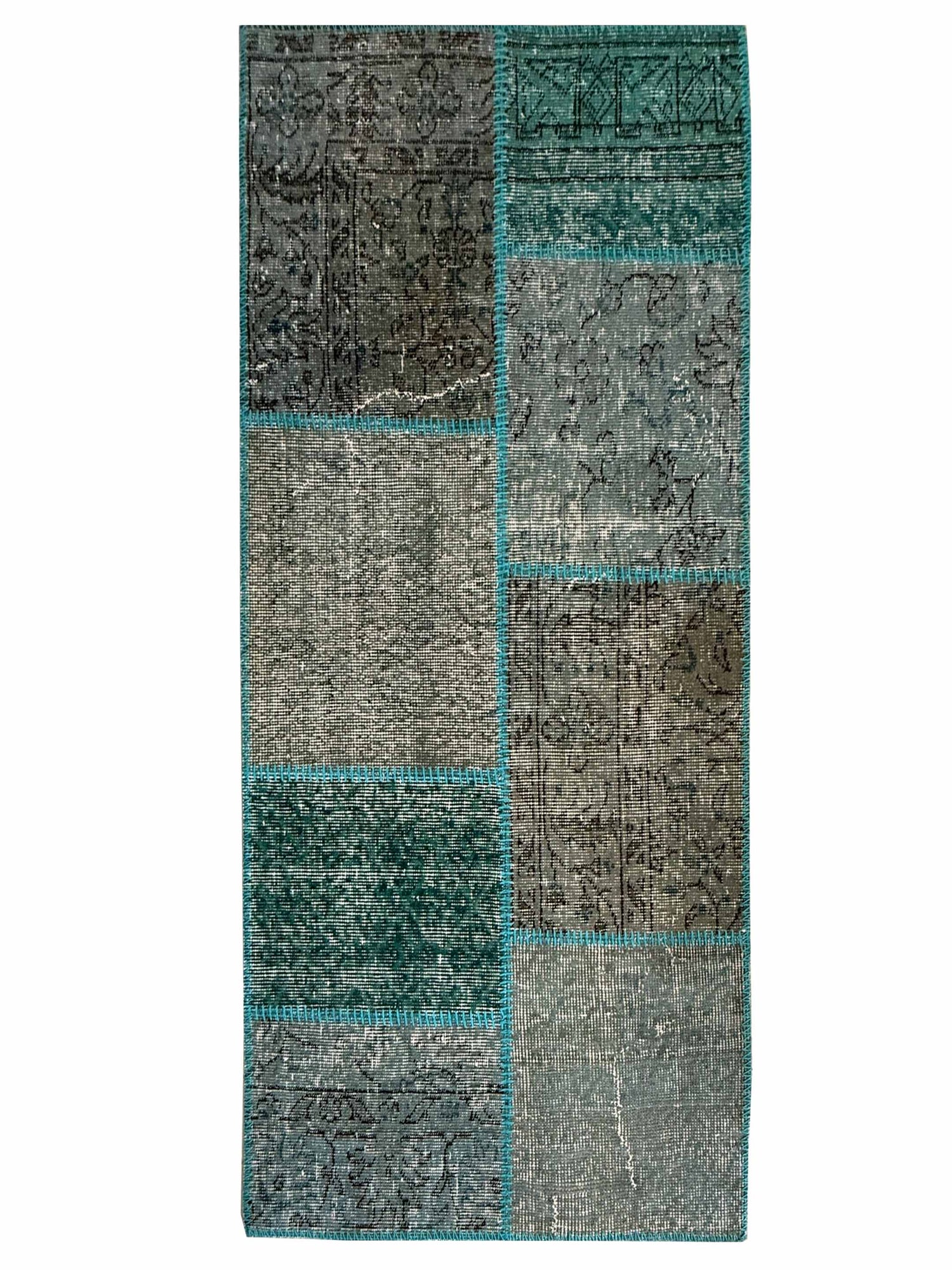 Pacific Vintage Fragments 75072 Teal Multi Modern Hand Knotted Rugs