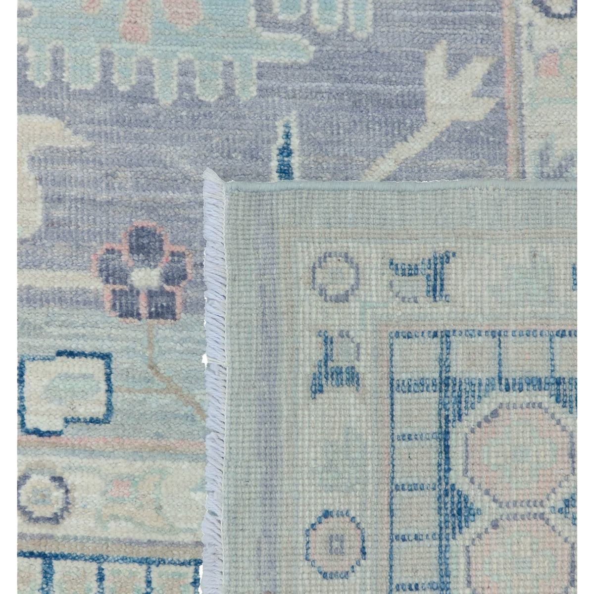 Pacific Ushak Wool Weft 43443 Grey Blue Transitional Hand Knotted Rug