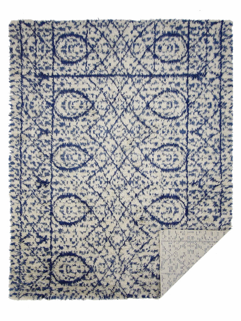 Pacific Moroccan MO-09 Blue Ivory Transitional Hand Knotted Rug