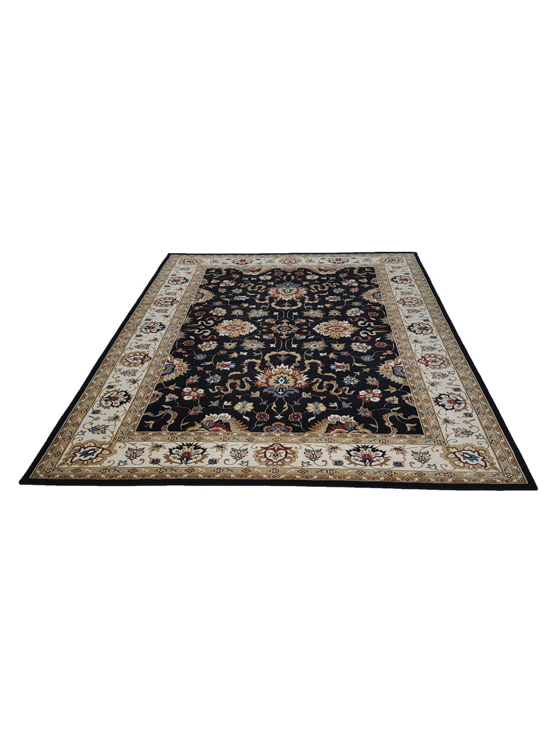 Aira Pahari U-0004 Black Ivory Traditional Wilton Rug