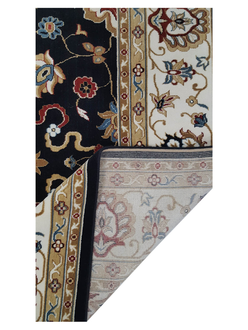 Aira Pahari U-0004 Black Ivory Traditional Wilton Rug