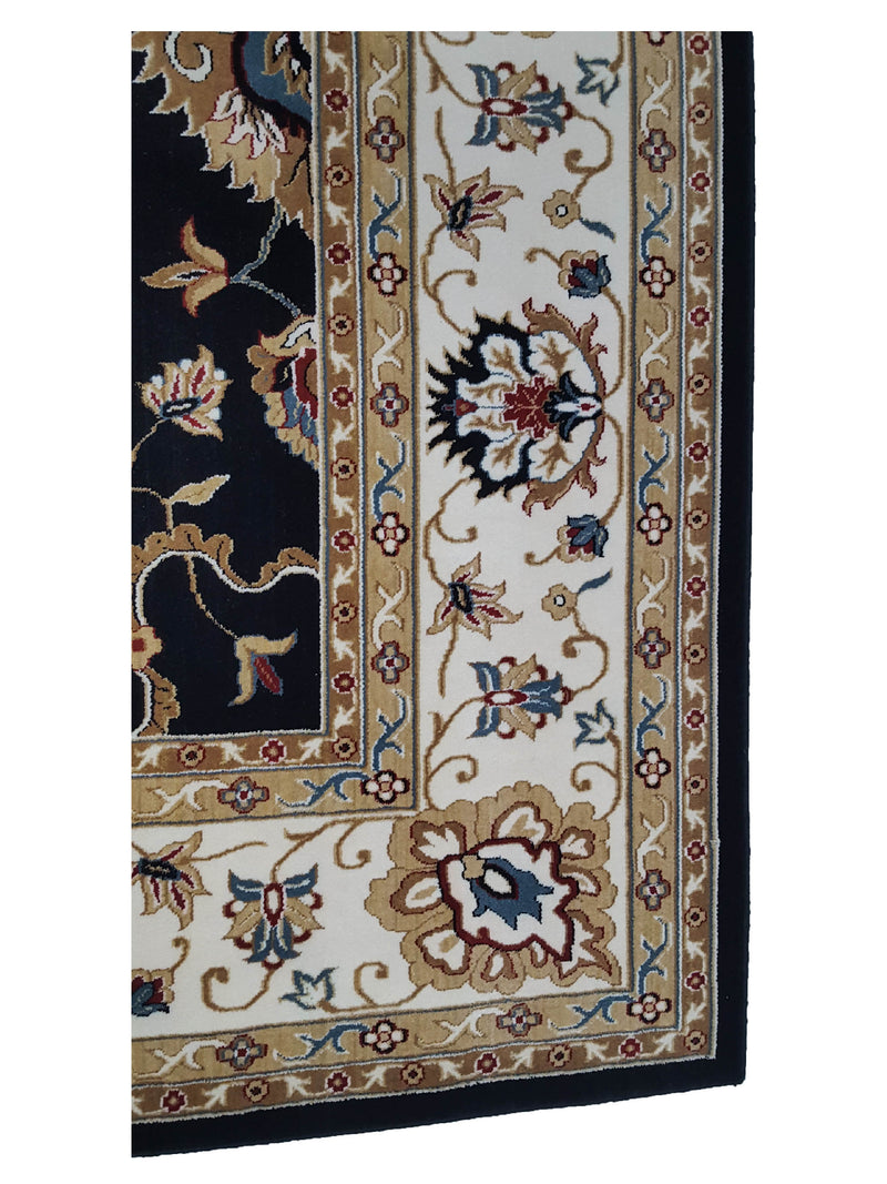 Aira Pahari U-0004 Black Ivory Traditional Wilton Rug
