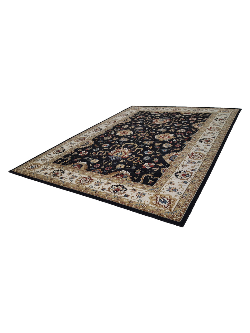 Aira Pahari U-0004 Black Ivory Traditional Wilton Rug