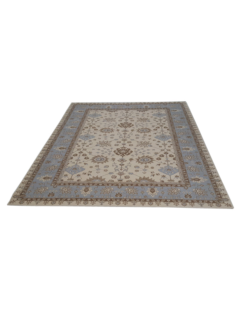 Aira Pahari U-0304LB Ivory Blue Traditional Wilton Rug