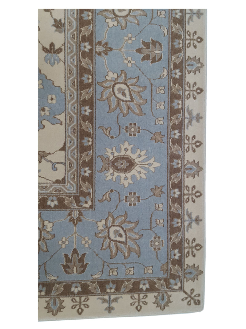 Aira Pahari U-0304LB Ivory Blue Traditional Wilton Rug