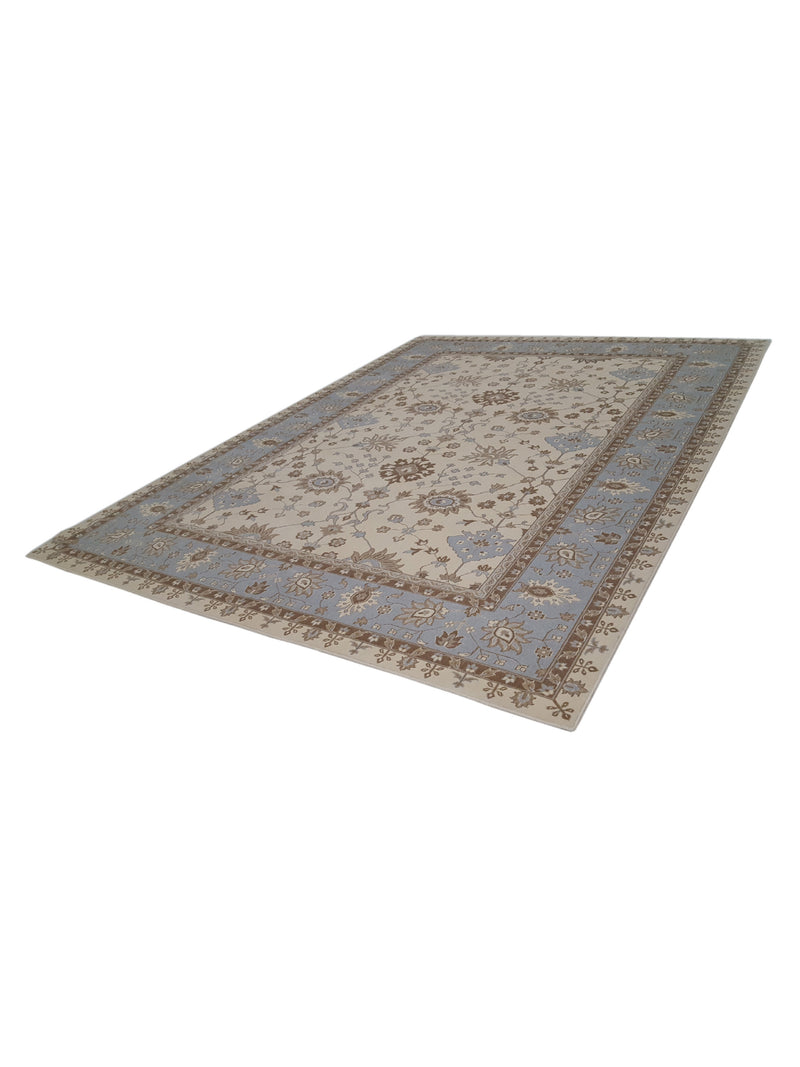 Aira Pahari U-0304LB Ivory Blue Traditional Wilton Rug