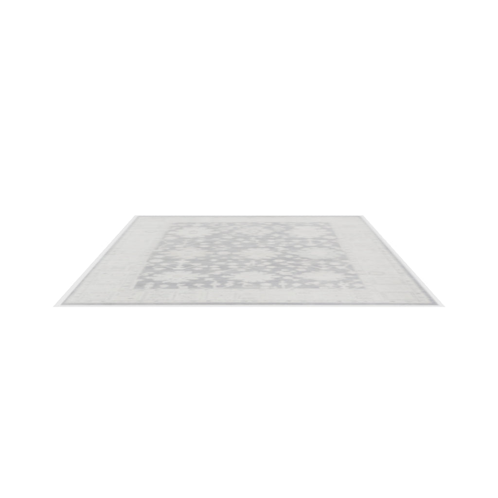 Pacific Ushak Wool Weft 43397 Grey Beige Transitional Hand Knotted Rug