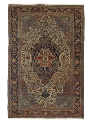 Antique Sarouk Farahan Ivory 7x10