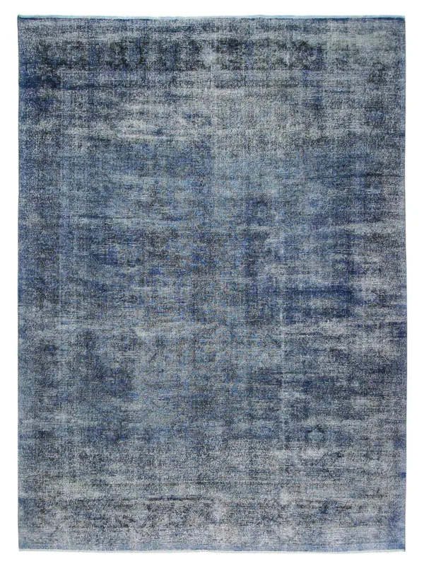 Vintage Overdyed Hand Knotted Blue 10x14